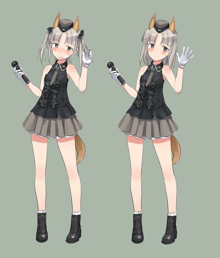 1girl, 502nd_joint_fighter_wing_(emblem), adapted_costume, alternate_hairstyle, animal_ears, black_footwear, blush, boots
