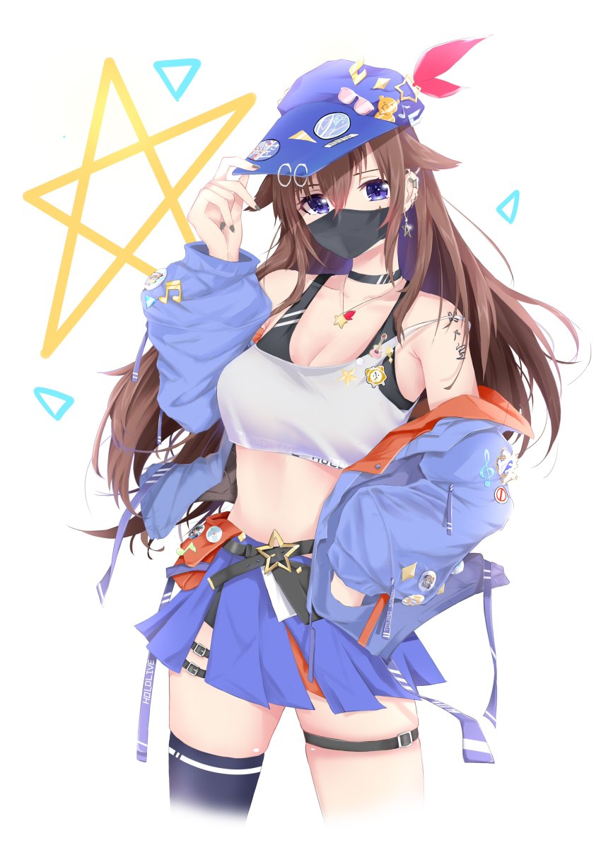 1girl, absurdres, belt, belt_buckle, blue_eyes, braid, frilled_thigh_strap, brown_hair