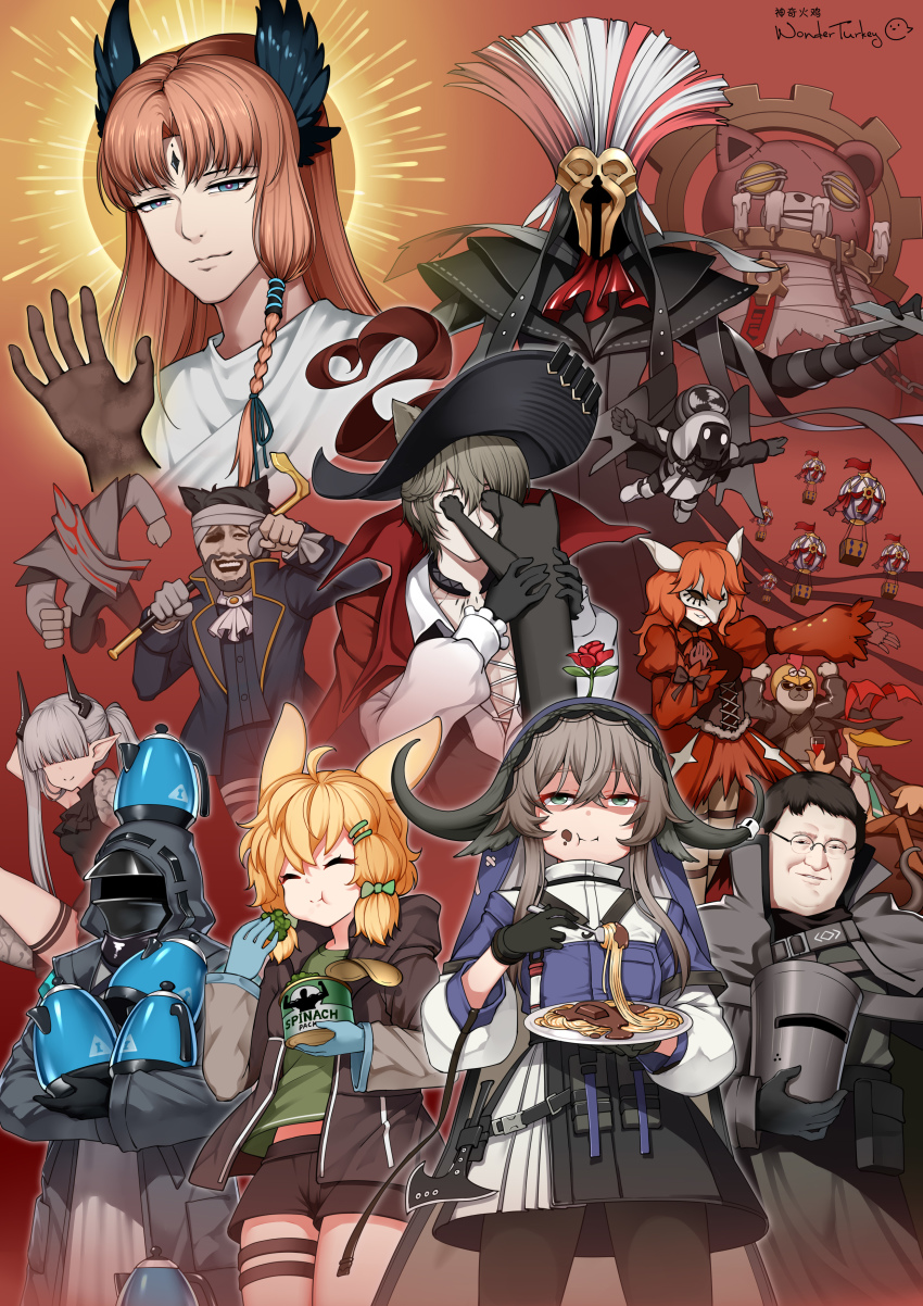 3girls, 4boys, 6+others, :t, ^_^, absurdres, animal, animal_ears