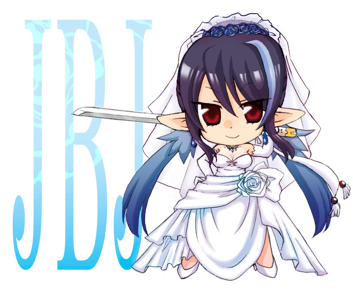 00s, 1girl, asaki_yukia, bad_id, bad_pixiv_id, blue_hair, bridal_veil, bride