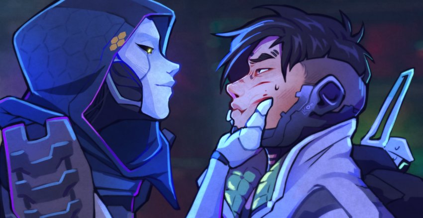 1boy, 1girl, android, apex_legends, ash_(titanfall_2), black_eyes, brown_hair, commentary