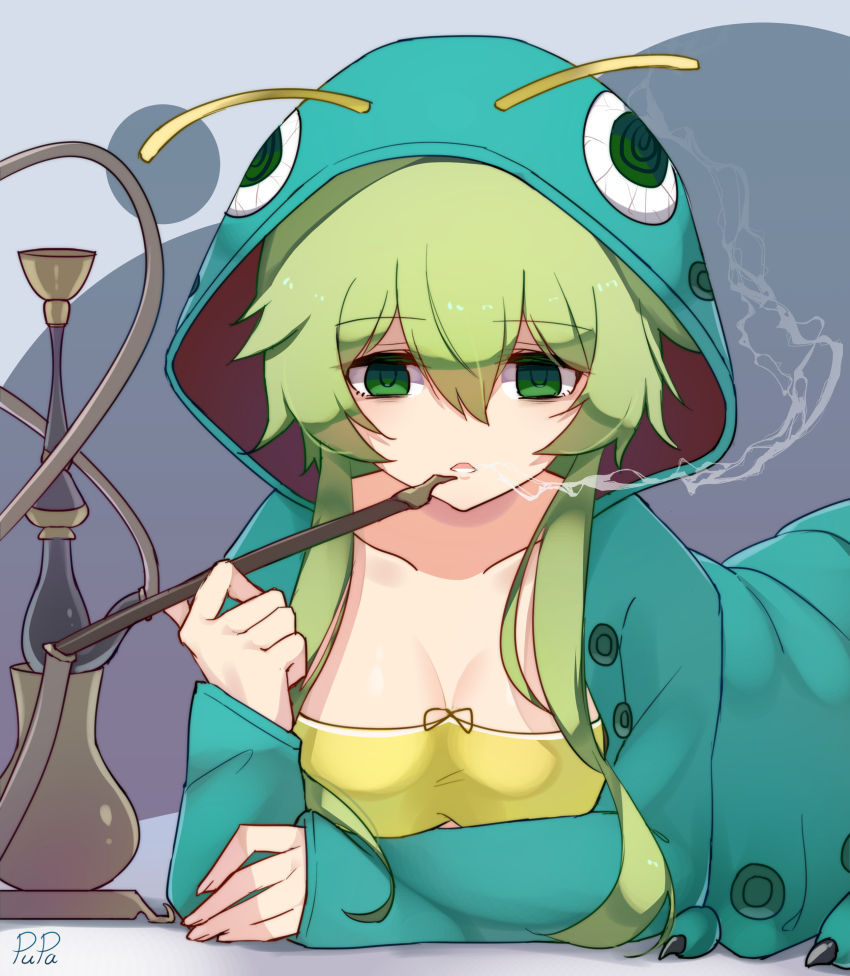 1girl, absurdres, animal_hood, arthropod_girl, artist_name, black_souls, black_souls_2, breasts