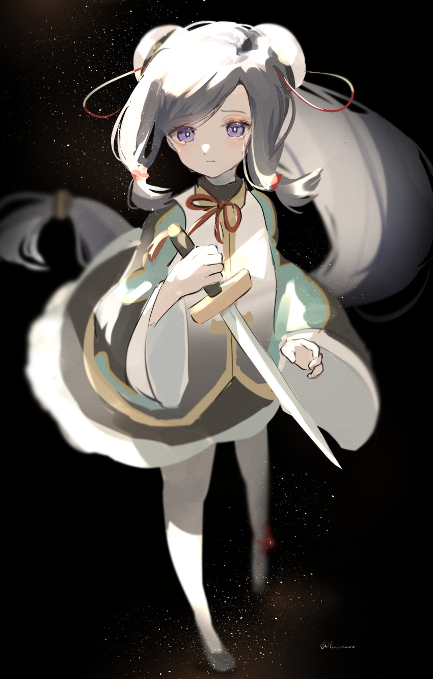 1girl, aged_down, artist_name, black_shoes, chinese_clothes, closed_mouth, commentary_request, facing_viewer