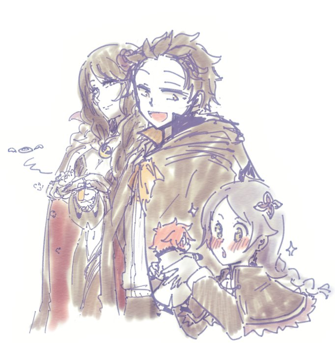 1boy, 2girls, alternate_costume, alternate_universe, black_dress, black_eyes, black_hair, blue_hair