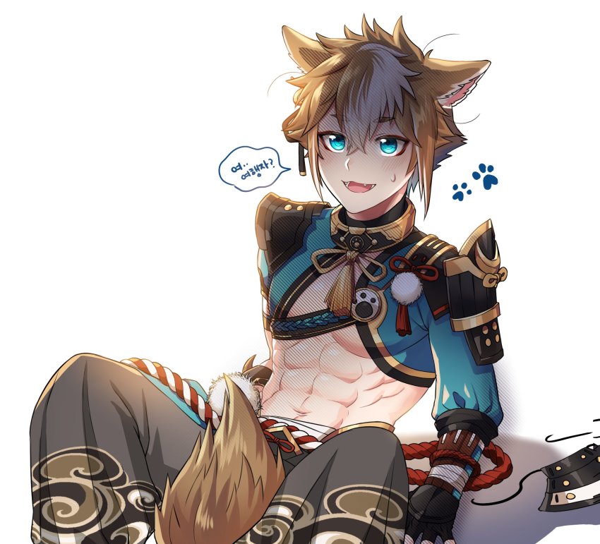 1boy, animal_ears, blackkdogg, chinese_commentary, chinese_text, dog_boy, dog_ears, dog_tail