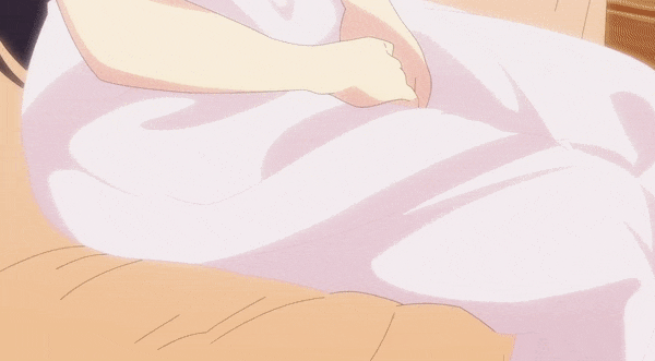 1girl, animated, animated_gif, anime_screenshot, bed, black_hair, breasts, hanyuu_yuzuki