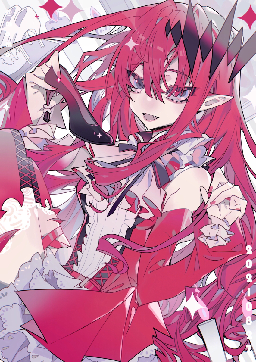 1girl, absurdres, ascot, baobhan_sith_(fate), baobhan_sith_(first_ascension)_(fate), black_shoes, blue_eyes, commentary