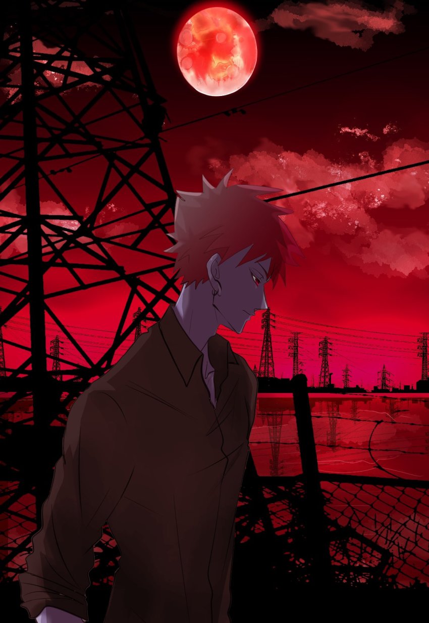 1boy, aeka_(0ameiro0), colored_skin, full_moon, glalda, highres, moon, night