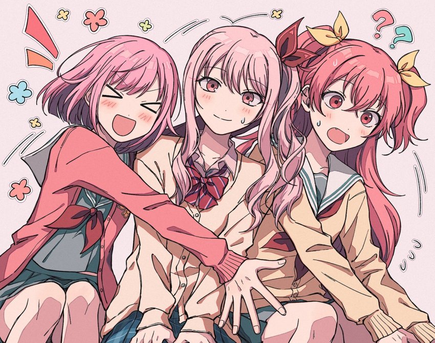 >_<, 1other, 2girls, ?, ??, akiyama_mizuki, ambiguous_gender, b718293