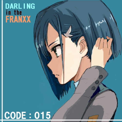 1girl, adjusting_hair, asymmetrical_hair, blue_background, blue_hair, bob_cut, bump_(silk0423), character_name