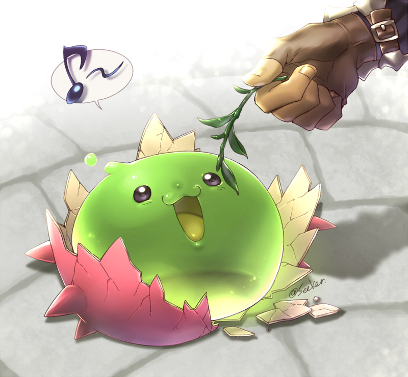 1boy, :3, animal_focus, blacksmith_(ragnarok_online), brown_gloves, commentary_request, feeding, fingerless_gloves