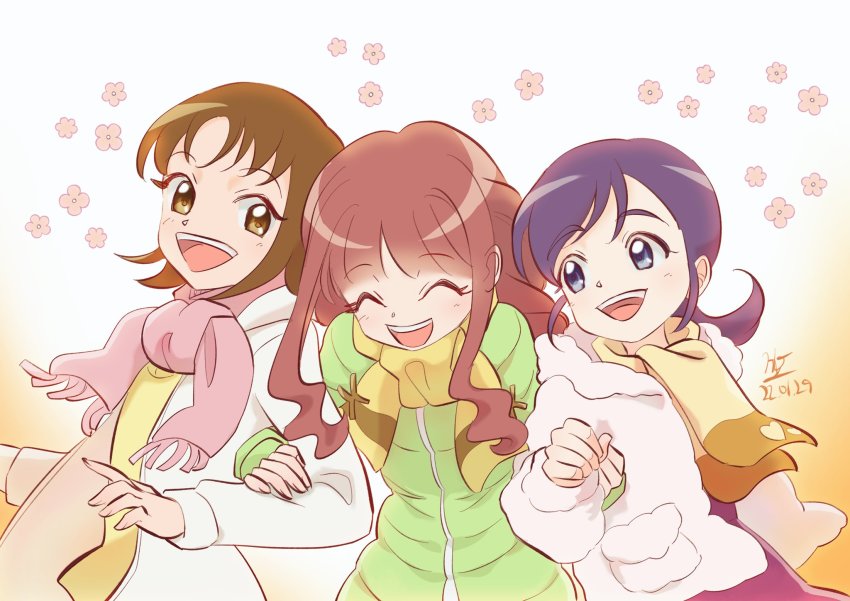 3girls, blush, digimon, digimon_ghost_game, happy, highres, kashiwagi_mika, multiple_girls