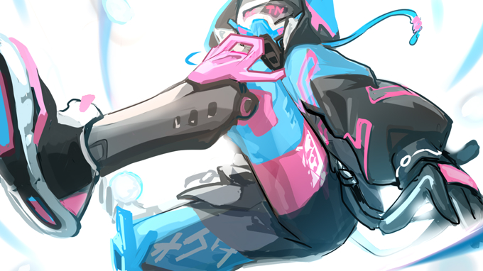 1boy, apex_legends, asukayou, black_gloves, black_jacket, black_shoes, black_shorts, commentary, drawstring, english_commentary, from_side, gloves, goggles, hood, hood_up, jacket, male_focus, mask, mechanical_legs, mouth_mask, octane_(apex_legends), official_alternate_costume, shoes, shorts, sneakers, solo, sonic_boom_octane, white_background