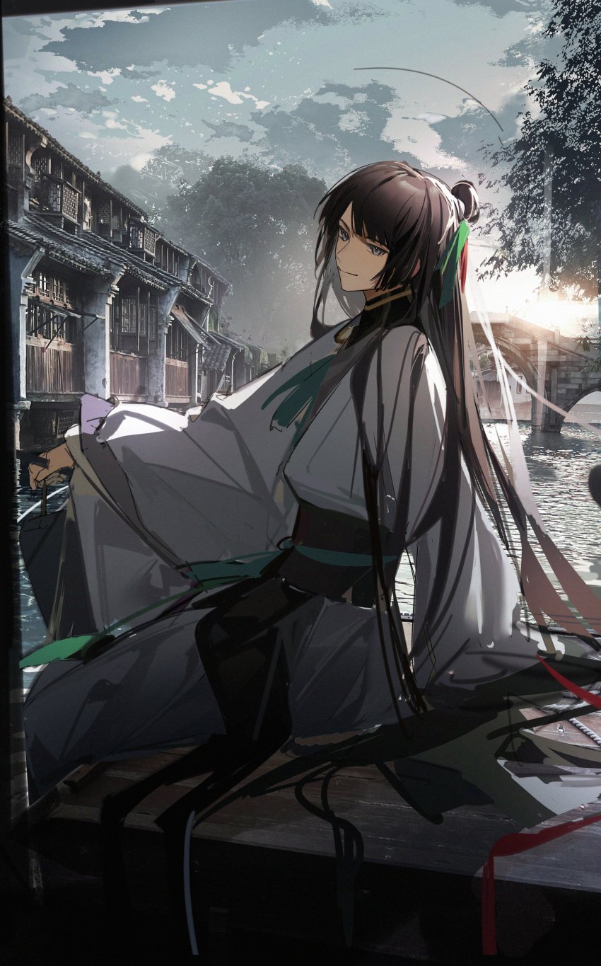 1boy, absurdres, black_hair, closed_mouth, coat, fate/grand_order, fate_(series), grey_eyes