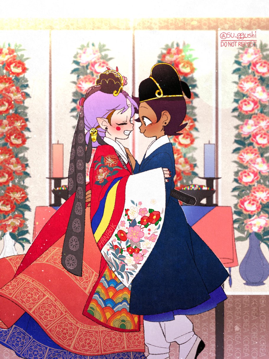 2girls, amity_blight, blush, brown_eyes, brown_hair, candle, closed_eyes, closed_mouth