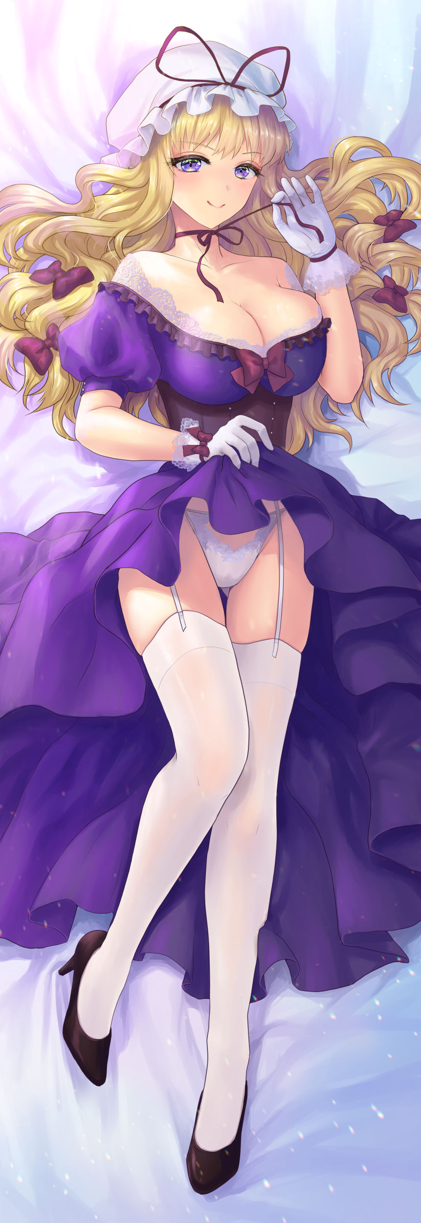 1girl, absurdres, alha, black_corset, blonde_hair, blush, breasts, choker