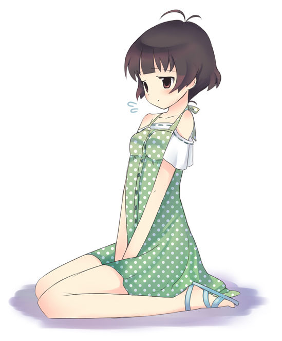 00s, 1boy, akizuki_ryo, antenna_hair, bad_id, bad_pixiv_id, bare_shoulders, blush