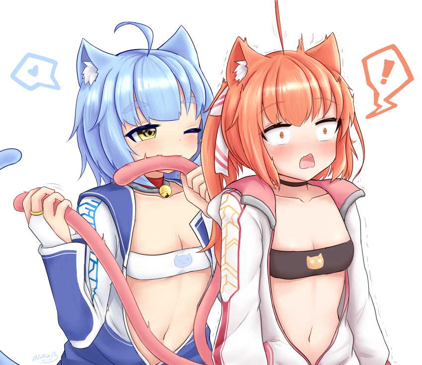 !, 2girls, absurdres, ahoge, animal_ear_fluff, animal_ears, atlanta_(warship_girls_r), bell