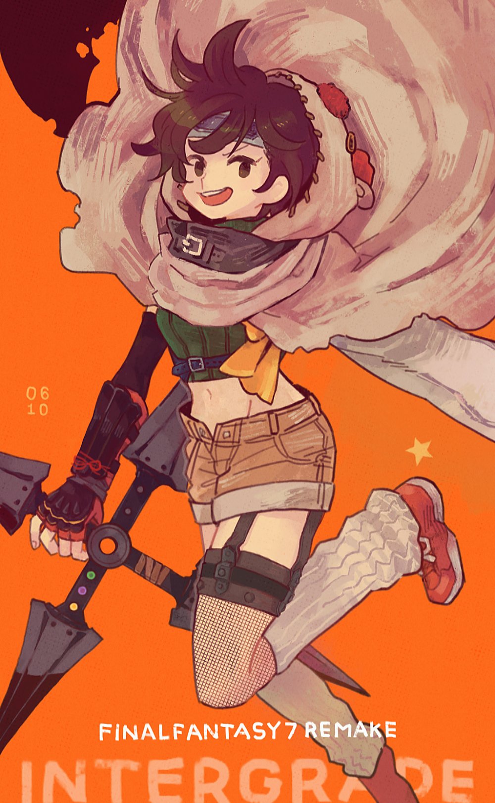 black_hair, brown_eyes, cloak, final_fantasy, final_fantasy_vii, fingerless_gloves, fishnets, gloves