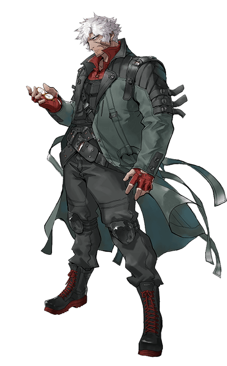 1boy, black_boots, black_pants, black_vest, boots, collared_shirt, facial_scar, fingerless_gloves