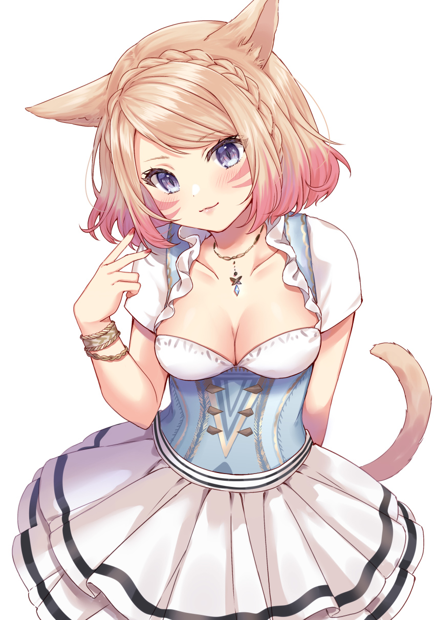 1girl, absurdres, animal_ears, bangle, blush, bracelet, breasts, brown_hair