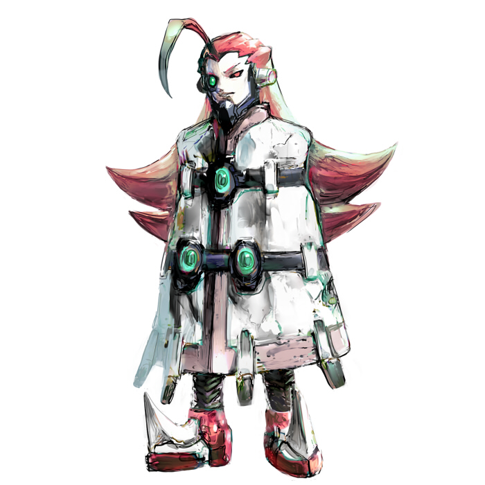 1boy, ahoge, artificial_eye, bound, byte_(grunty-hag1), long_hair, master_albert_(mega_man), single_mechanical_eye