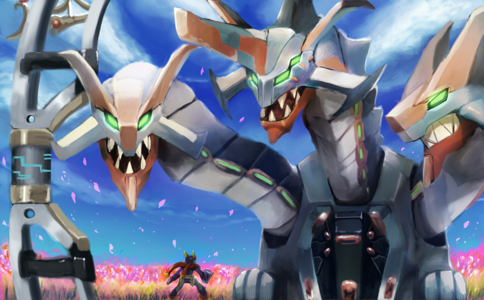 1boy, byte_(grunty-hag1), final_boss, green_eyes, grey_(mega_man), master_albert_(mega_man), mecha_dragon_(mega_man), mega_man_(series)