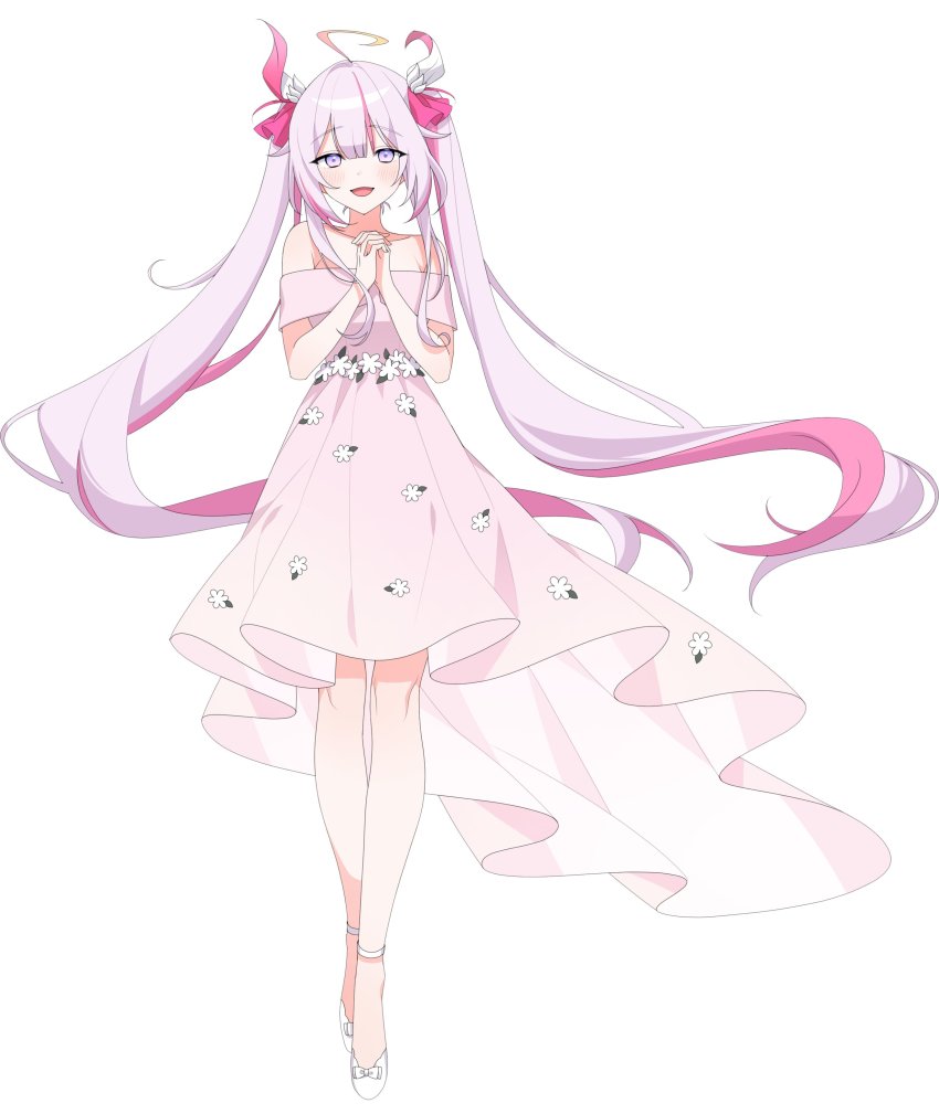 1girl, absurdres, colored_inner_hair, cowlick, dress, floating_hair, highres, korean_commentary