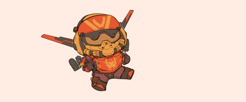 1girl, apex_legends, beige_background, birthright_valkyrie, bodysuit, brown_gloves, falling, gloves, helmet, highres, holding, jetpack, missile_pod, official_alternate_costume, purple_bodysuit, shun_(legendshun7), solo, valkyrie_(apex_legends), visor