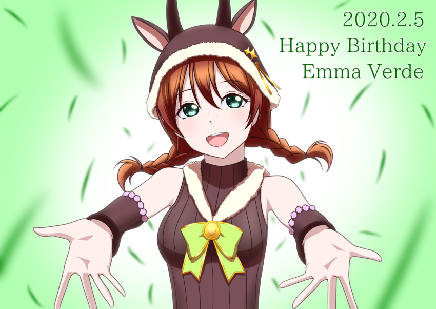 1girl, animal_ears, animal_hat, animal_hood, aqua_eyes, arm_warmers, artist_name, artist_request