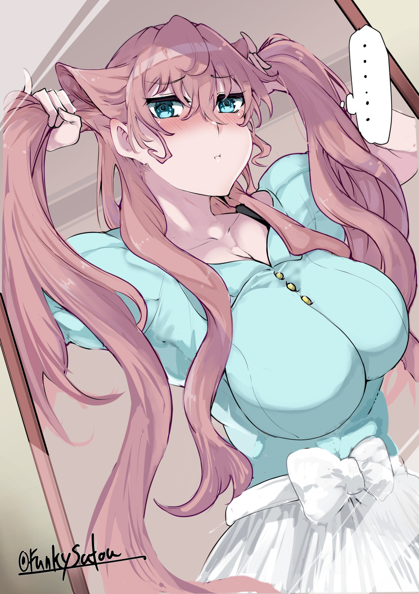 1girl, absurdres, blush, breasts, dress, funkysatou, highres, large_breasts