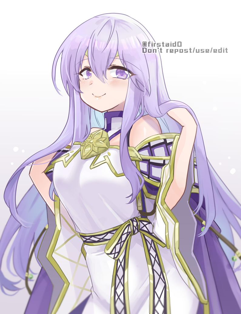1girl, arms_up, bare_shoulders, breasts, cape, circlet, detached_sleeves, dress