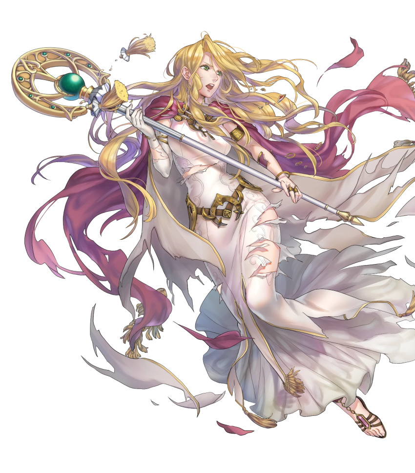 1girl, belt, blonde_hair, breasts, cape, dress, elbow_gloves, fire_emblem