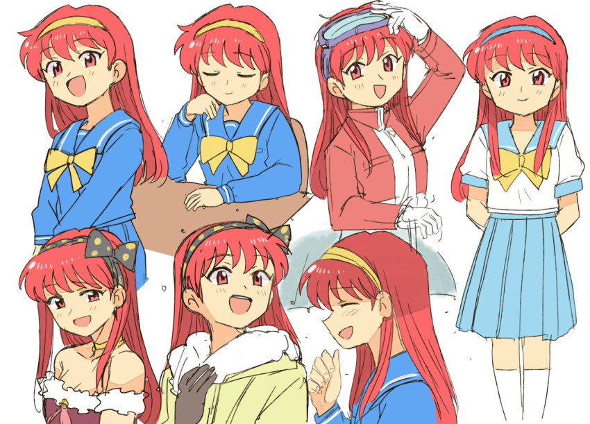 1girl, blue_sailor_collar, blue_skirt, bow, breasts, cleavage, coat, dress