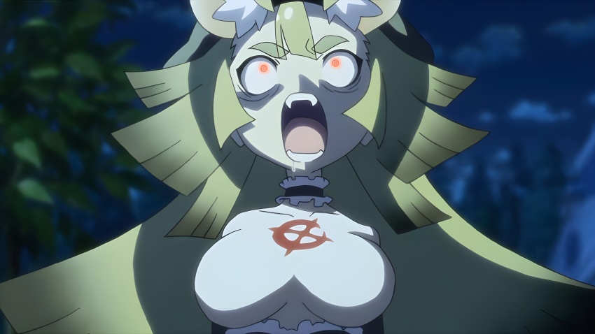 1girl, absurdres, angry, animal_ears, blonde_hair, demon, drooling, fangs