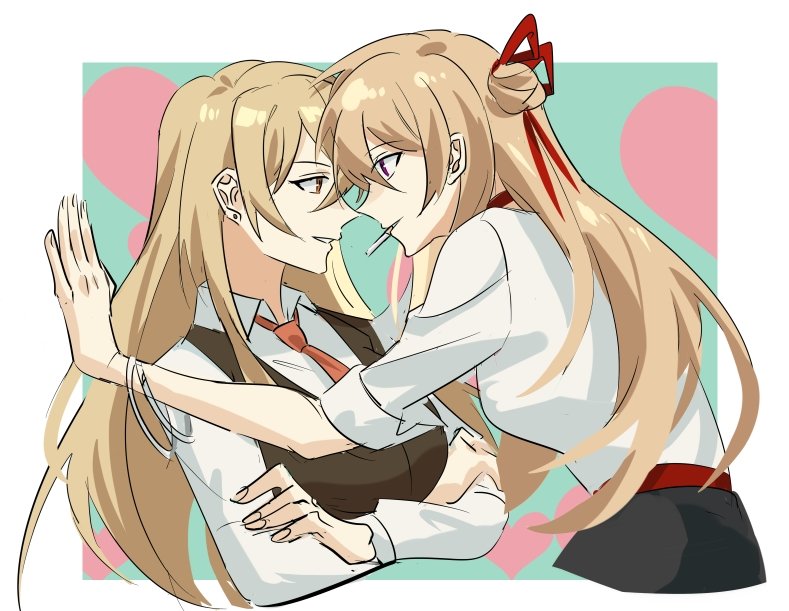 against_wall, arong, blonde_hair, breasts, cigarette, contemporary, crossed_arms, earrings