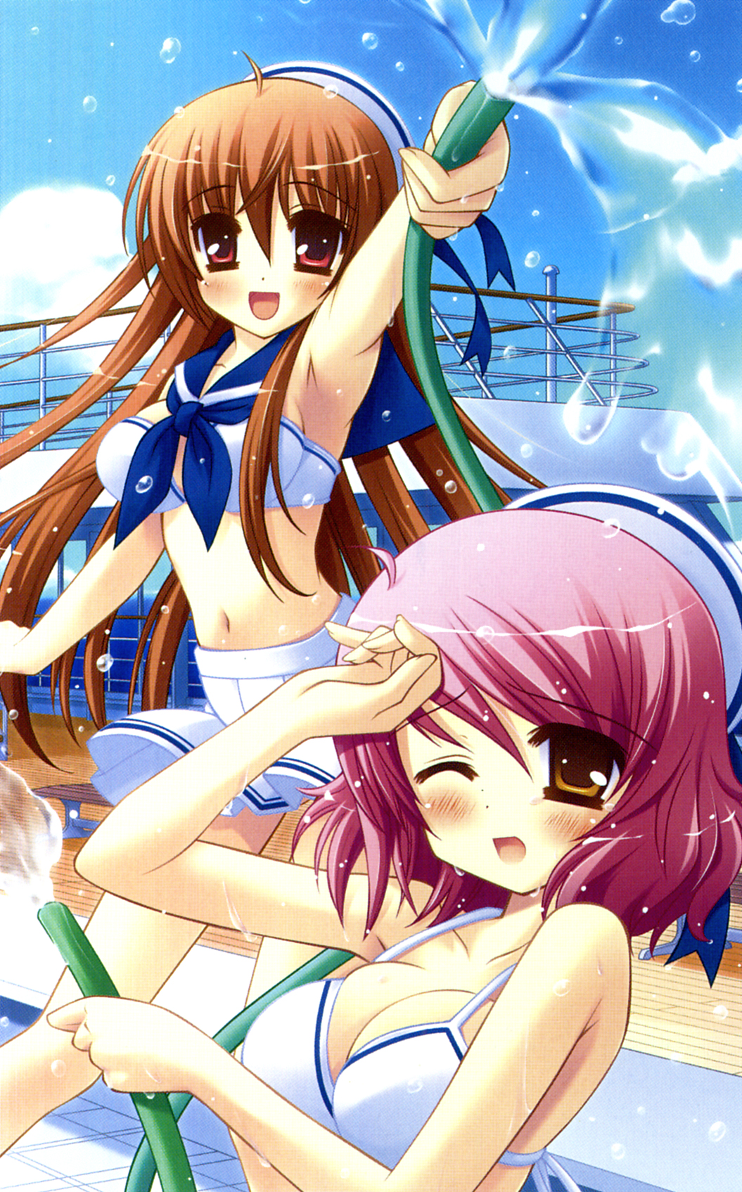 bikini, blush, breasts, brown_eyes, brown_hair, highres, ichinose_yuka, inugahora_an