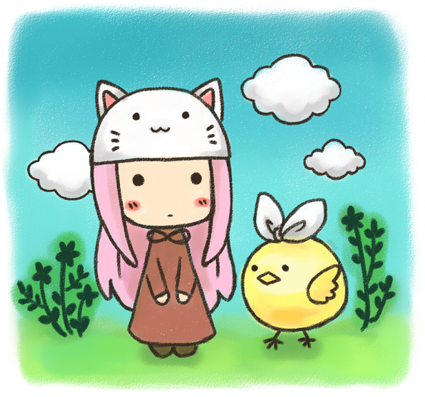 :3, animal_hat, animalization, bird, cat_hat, creator_connection, hat, kagamine_rin