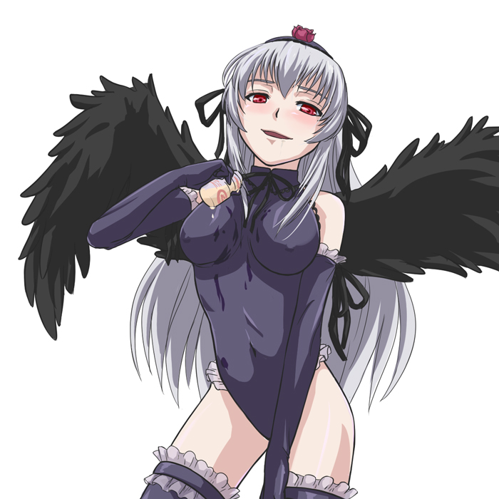 00s, 1girl, demon_girl, female_focus, flower, kurai_(cry), leotard, long_hair