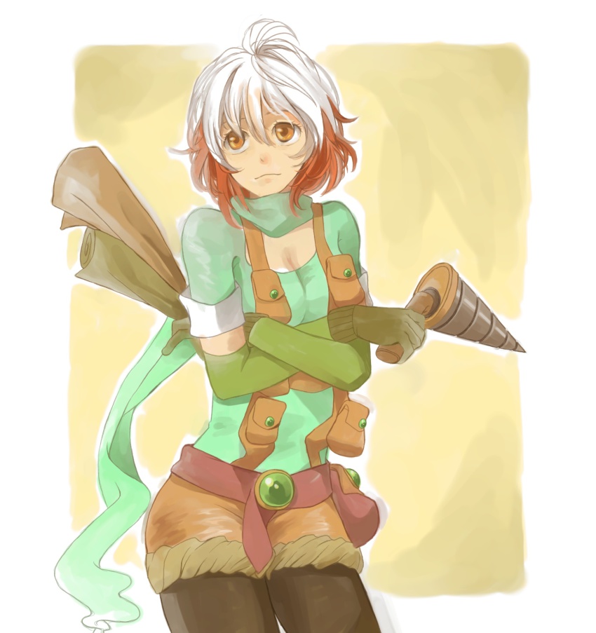 1girl, bad_id, bad_pixiv_id, drill, female_focus, gloves, highres, multicolored_hair