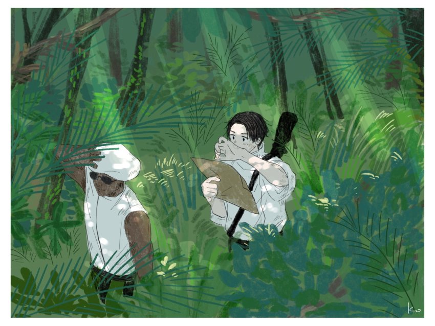 2boys, africa, beret, black_hair, dark-skinned_male, dark_skin, east_asian, hat