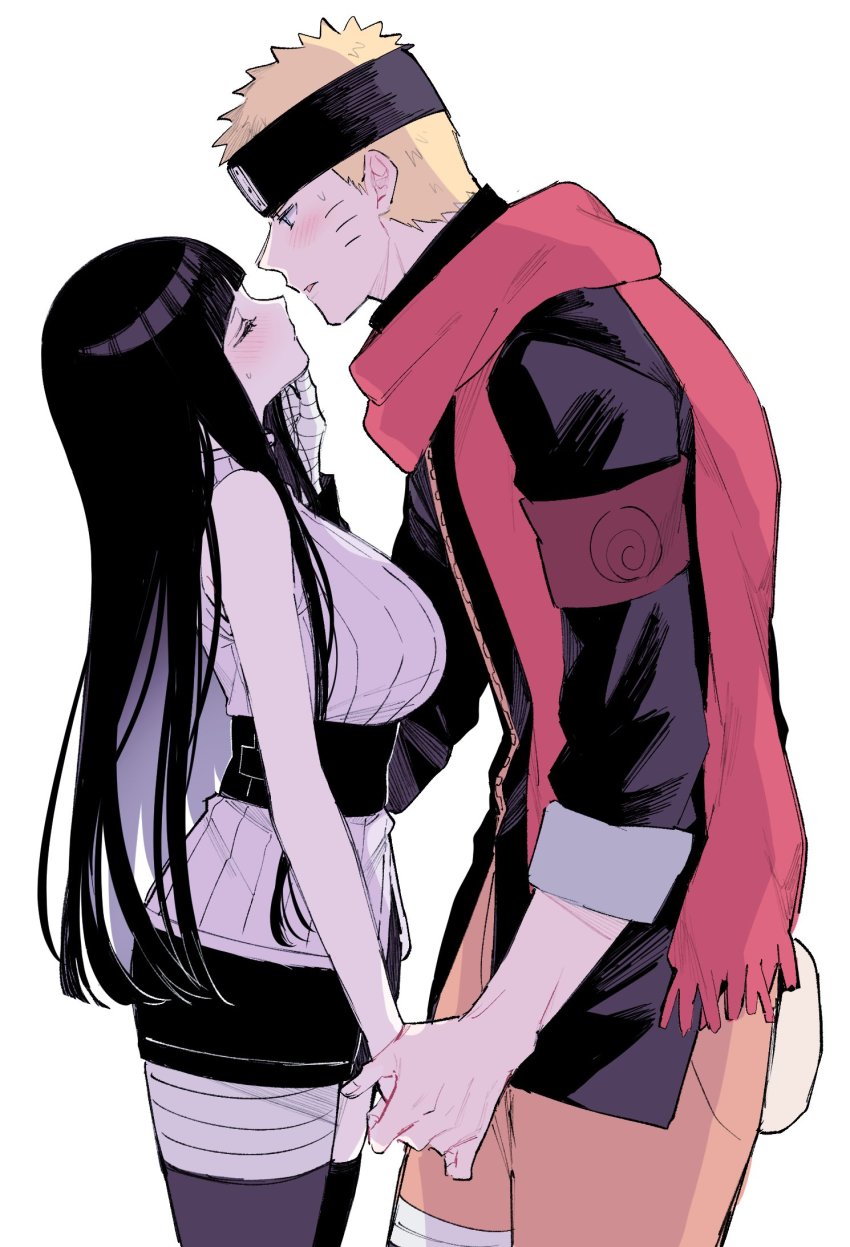 1boy, 1girl, armband, bag, bandaged_arm, bandages, black_hair, blonde_hair