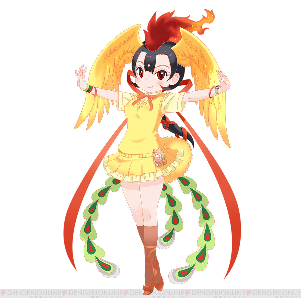 bird_girl, bird_tail, bird_wings, bow, bowtie, game_cg, hi_no_tori, hi_no_tori_(kemono_friends)