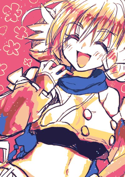 1girl, aiknwuriknru, animal_ears, aquaplus, arms_up, blue_scarf, blush, braid