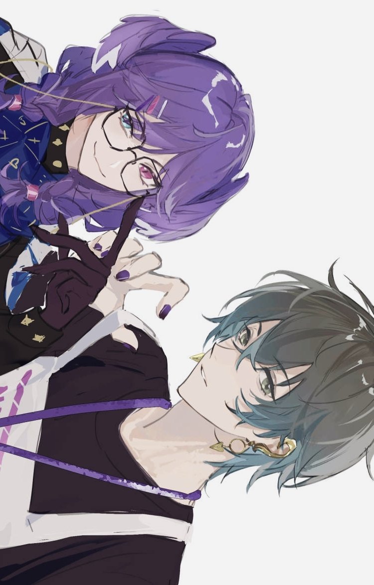 1boy, 1girl, black_sweater, blue_eyes, braid, chinese_commentary, cosplay, costume_switch