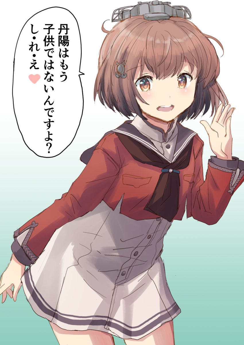 1girl, brown_eyes, brown_hair, brown_neckerchief, commentary_request, cowboy_shot, dress, fuji_(pixiv24804665)