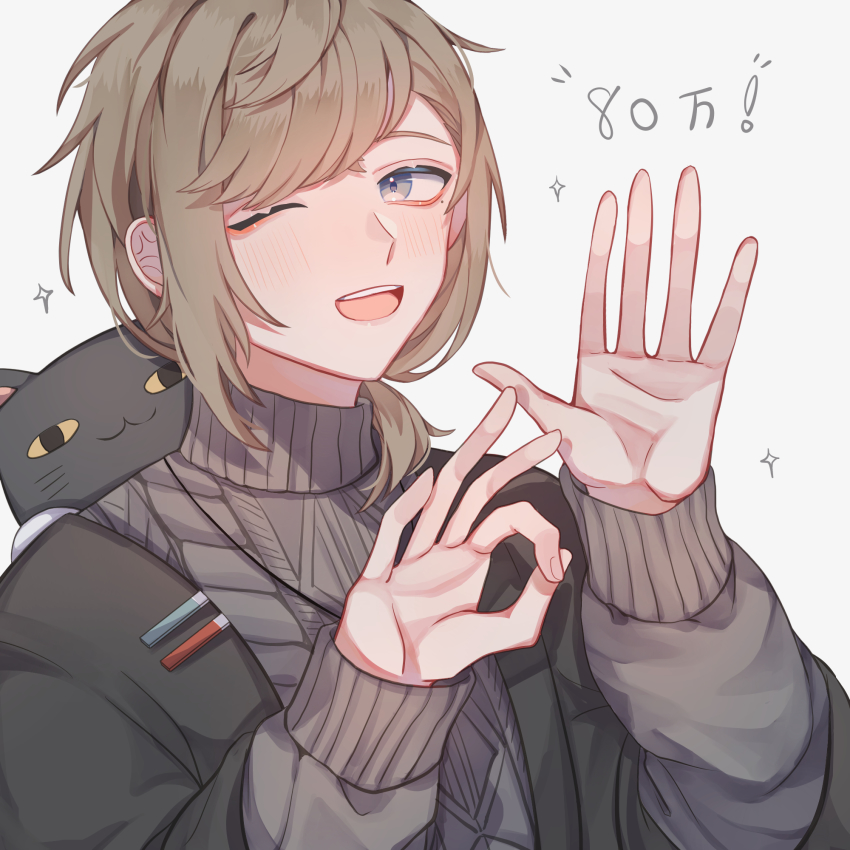 1boy, blue_eyes, blush, brown_hair, ear_piercing, earrings, highres, jewelry