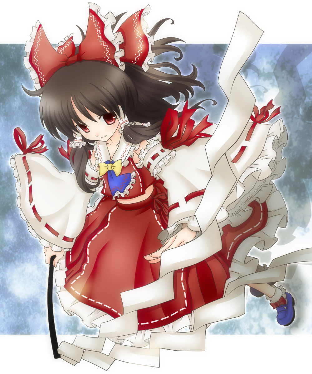 1girl, bad_id, bad_pixiv_id, bow, brown_hair, colorized, detached_sleeves, female_focus