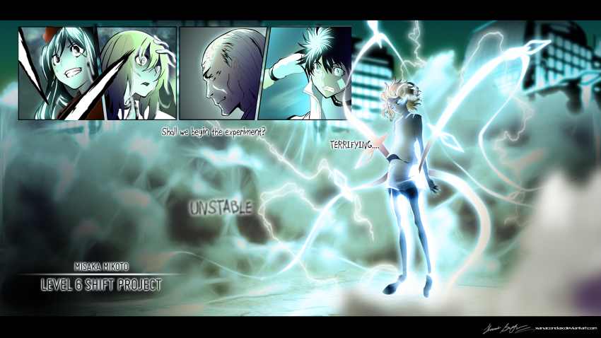 0_0, 2boys, 3girls, action, black_eyes, black_sclera, blonde_hair, breasts