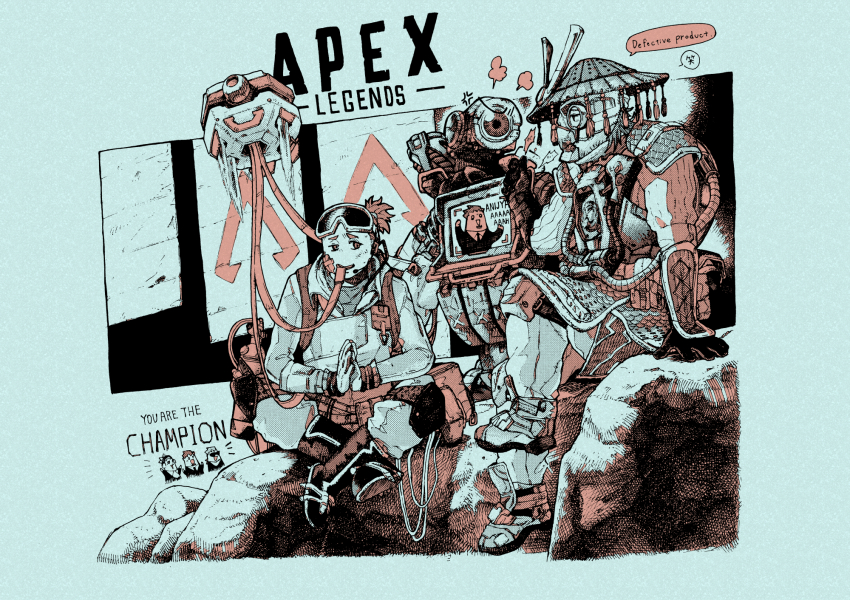 2bro., 3boys, anija_(2bro.), annoyed, apex_legends, bloodhound_(apex_legends), bloodhound_(apex_legends)_(cosplay), boots